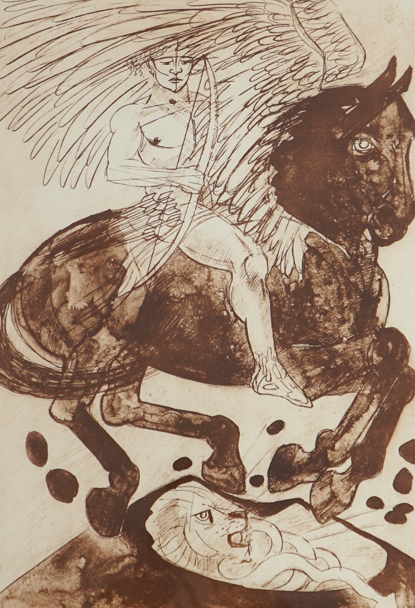 Dame Elizabeth Frink (British, 1930-1993), Bellerophon, from Children of the Gods, etching with aquatint, 54 x 37cm